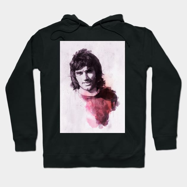 George Best Manchester United Holy Trinity Portrait Hoodie by Culture-Factory